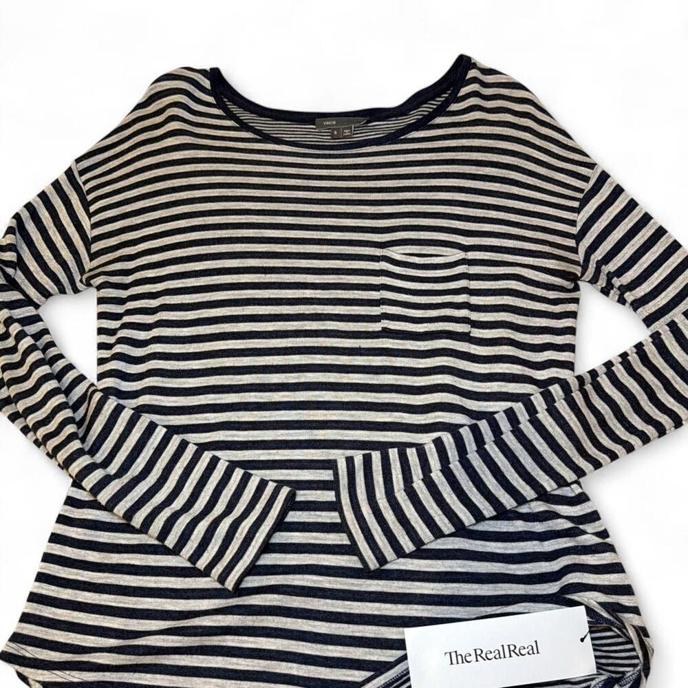 Vince Women's Navy and Grey T-shirt